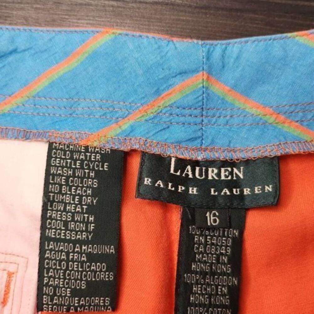 Lauren Ralph Lauren Womans NWT Twill Shorts 16 Tangerine Cotton Cinch Waist - Picture 13 of 13